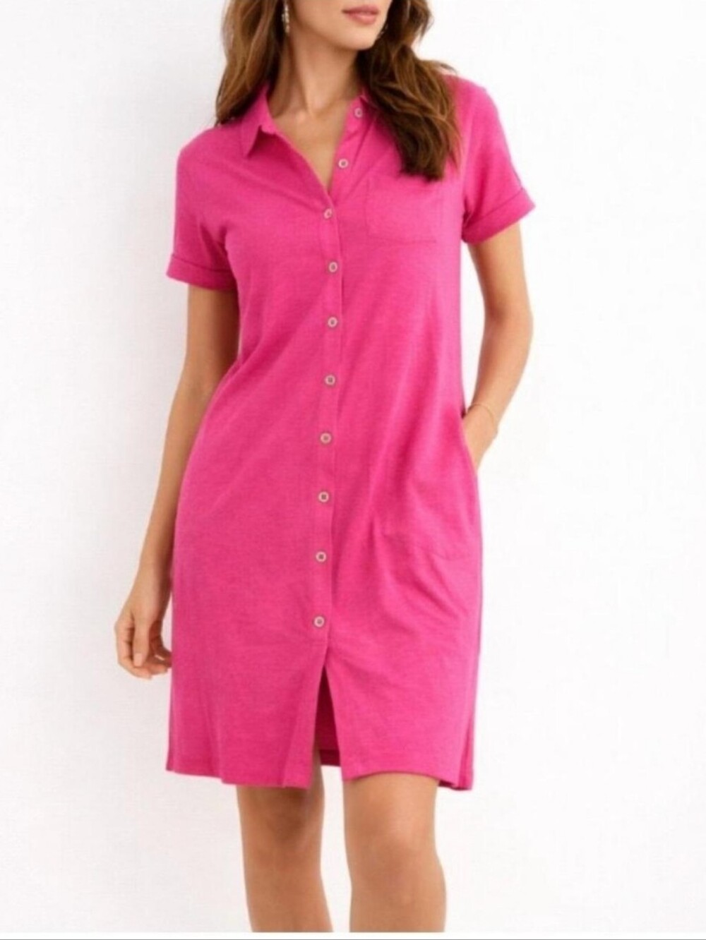 Soft Surroundings Cotton Button Down Shirt Dress NWOT Size Medium